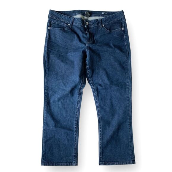 a.n.a. Cropped Jean 32/14 Flex Comfort Cotton Blend Medium Dark Wash Women's 14 - Picture 1 of 11